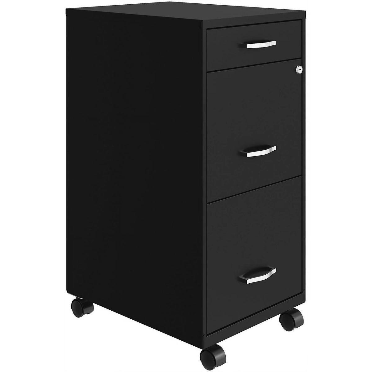 18" Deep 3 Drawer Black Metal File Cabinet R576
