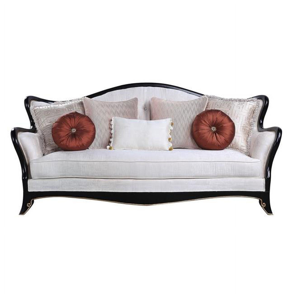 Beige & Black Sofa with Seven Toss Pillows D42706