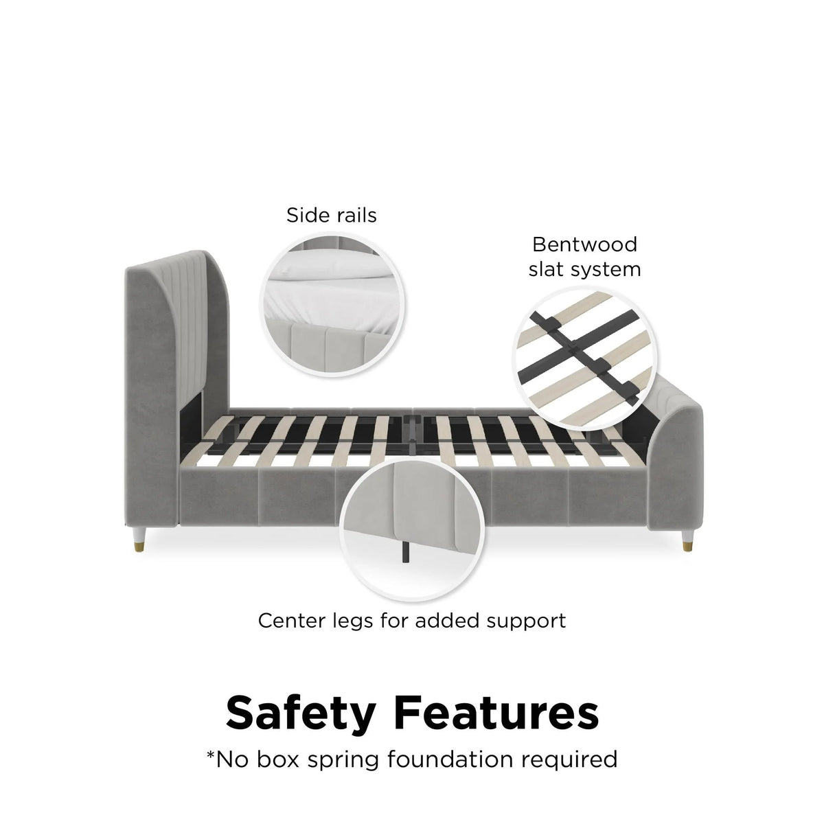 Gray Velvet Full Upholstered Bed F112