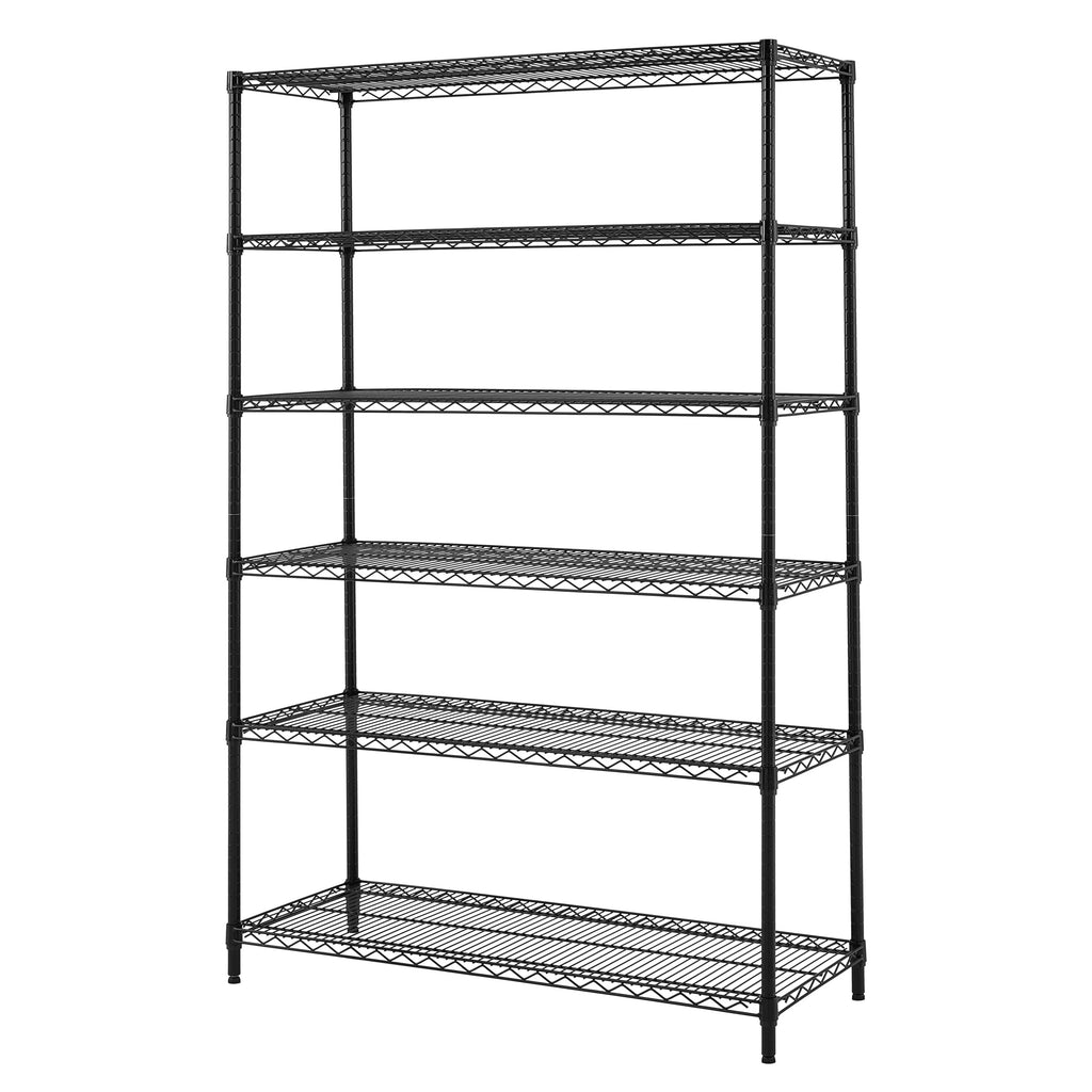 Steel 6-Tier Storage Shelf Unit Black Z604778