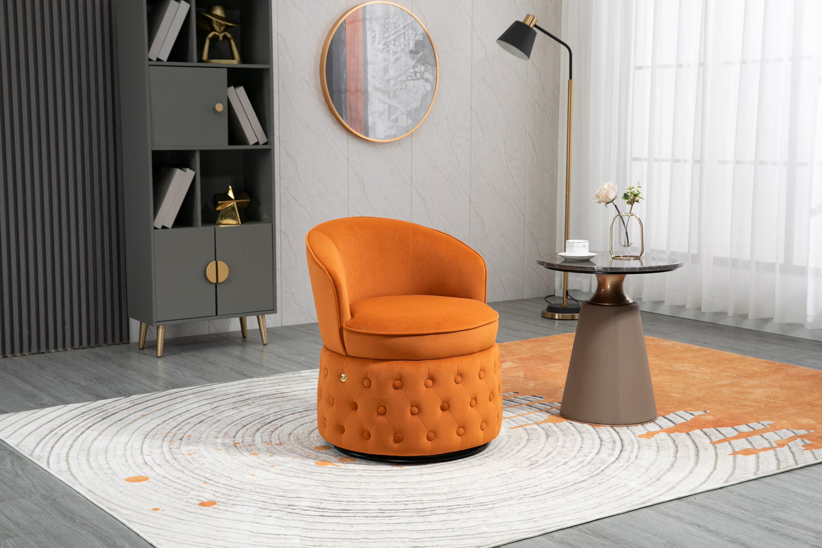 Swivel Cuddle Barrel Accent Sofa Chairs with Wide Upholstered Fluffy Velvet Fabric Chair Q35145
