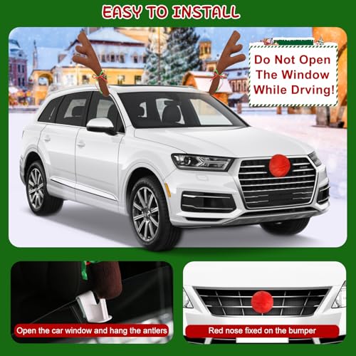 Car Reindeer Antler and Nose Kit Decoration Set V6752