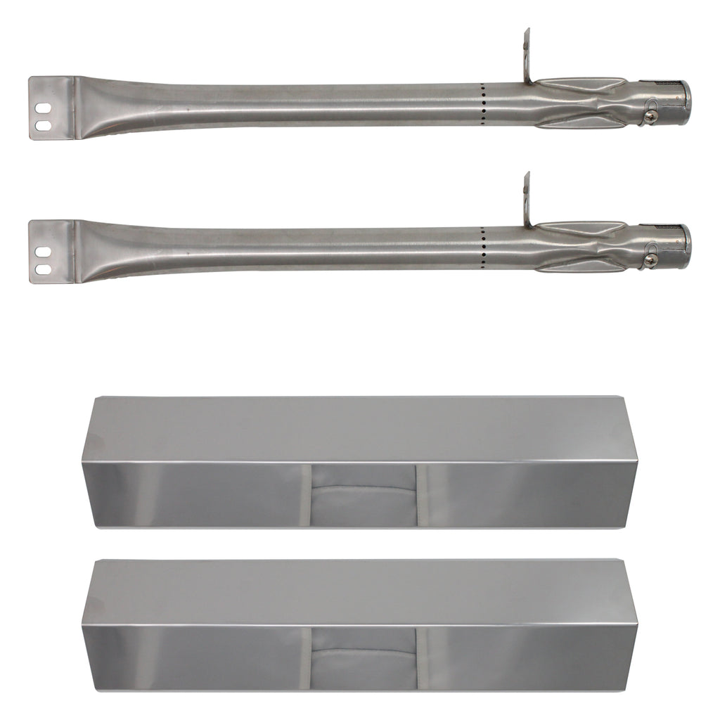 2-Pack Stainless Steel BBQ Gas Grill Tube Burner & Heat Shield Plate Replacement Parts S89705