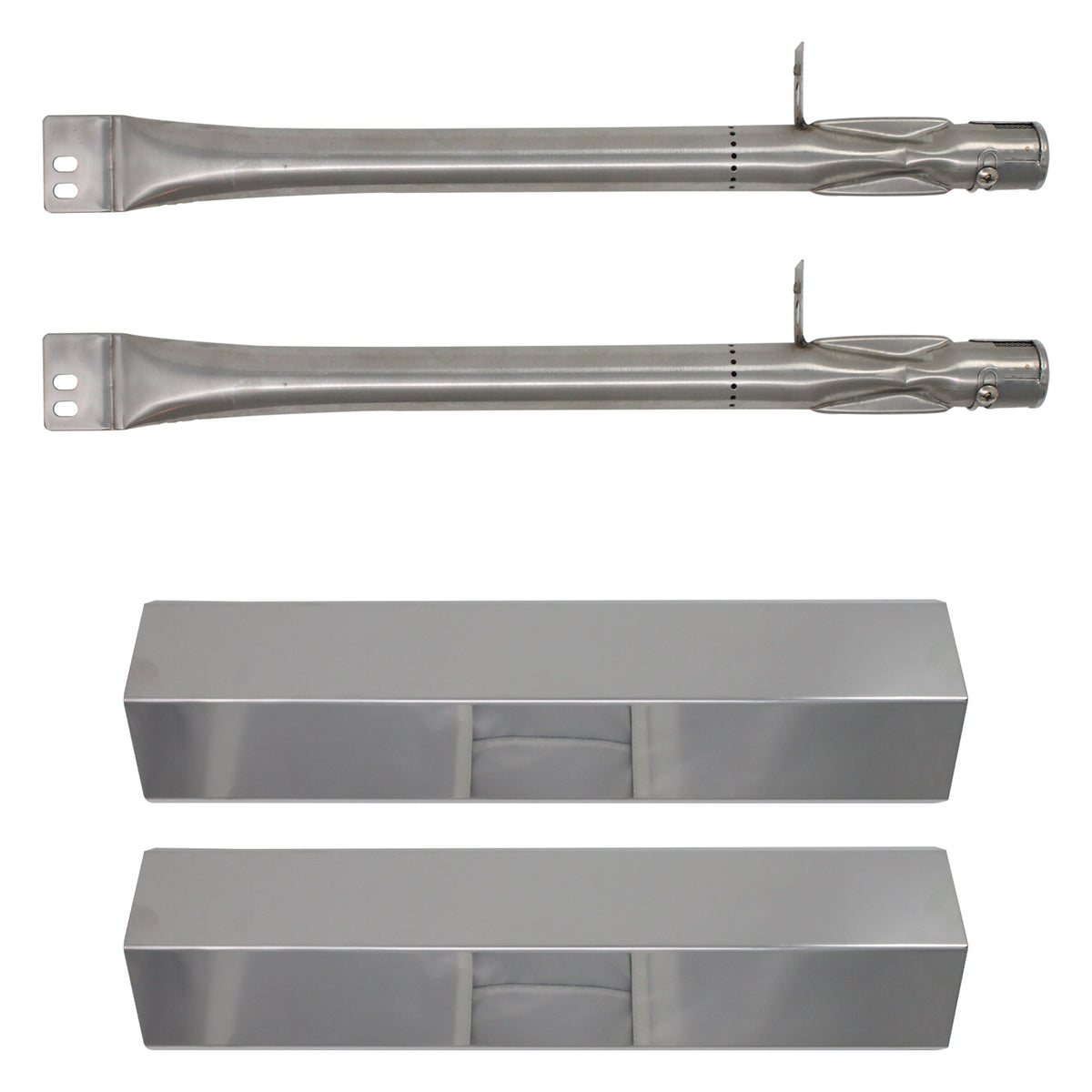 2-Pack Stainless Steel BBQ Gas Grill Tube Burner & Heat Shield Plate Replacement Parts S89705