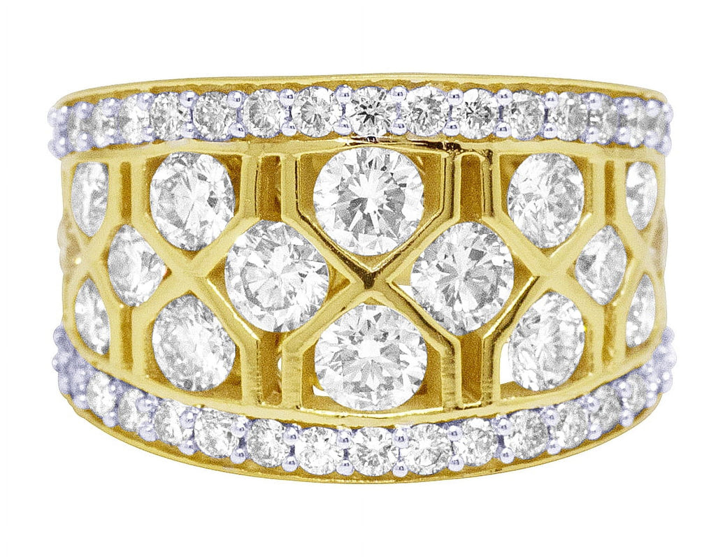 Geometric Mesh Diamond Band Ring L691