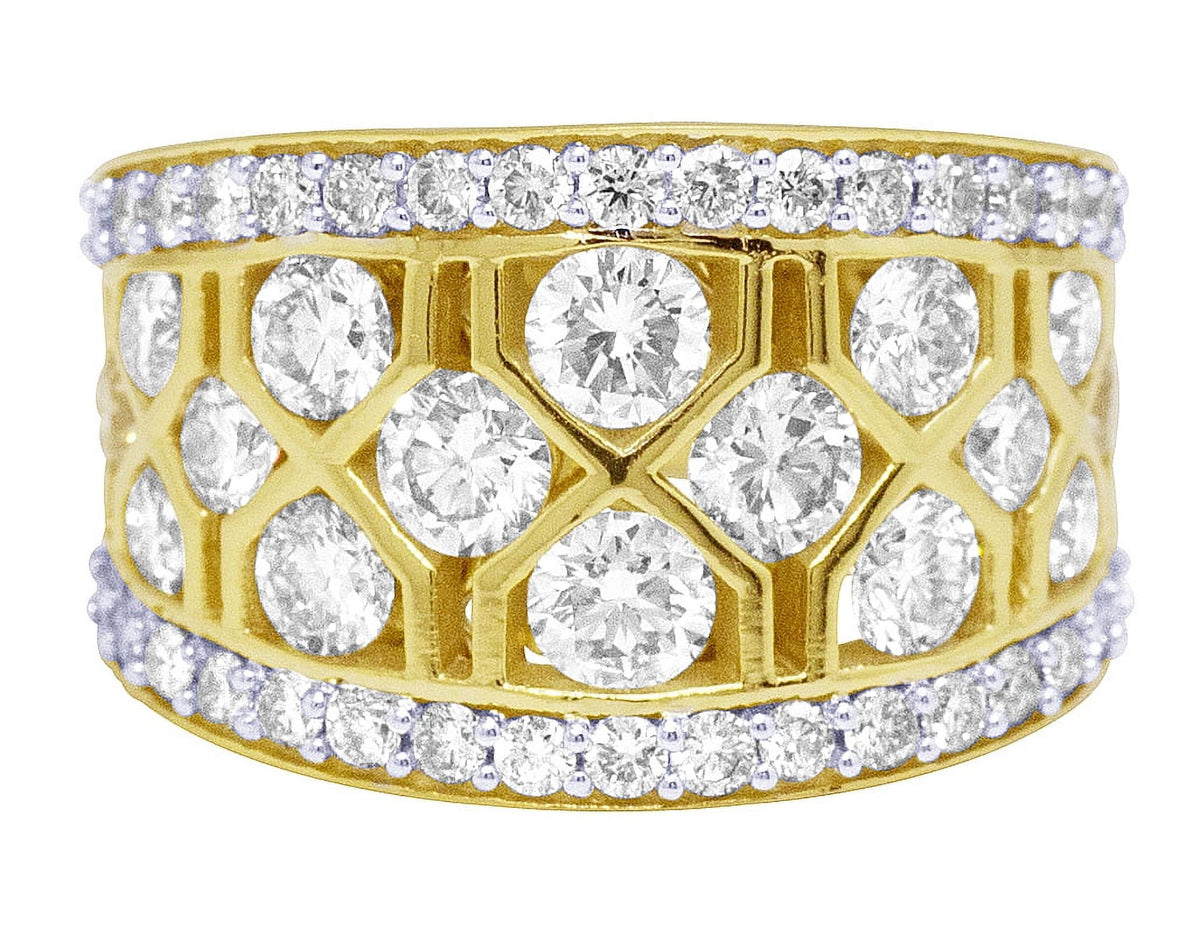 Geometric Mesh Diamond Band Ring L691