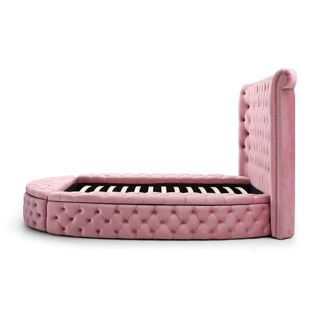 Pink Velvet Upholstered King Bed O977095