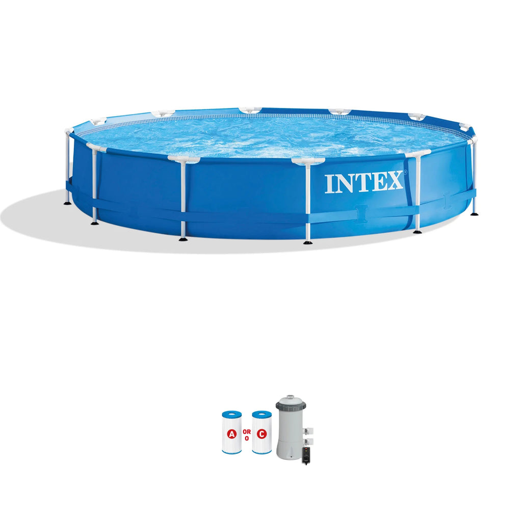 12' x 30'' Metal Frame Above Ground Swimming Pool with Filter Pump P315