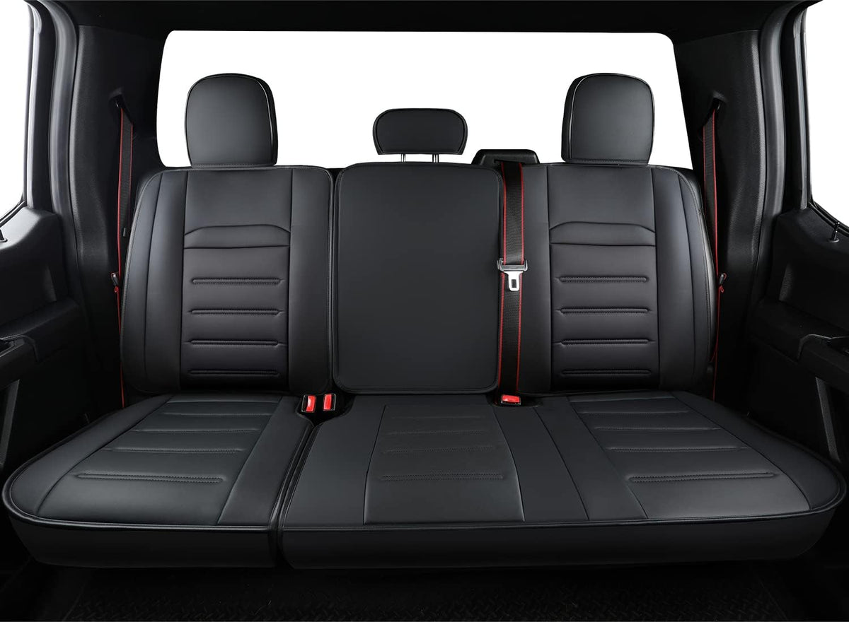 Black Faux Leather Seat Covers Full Set T5701