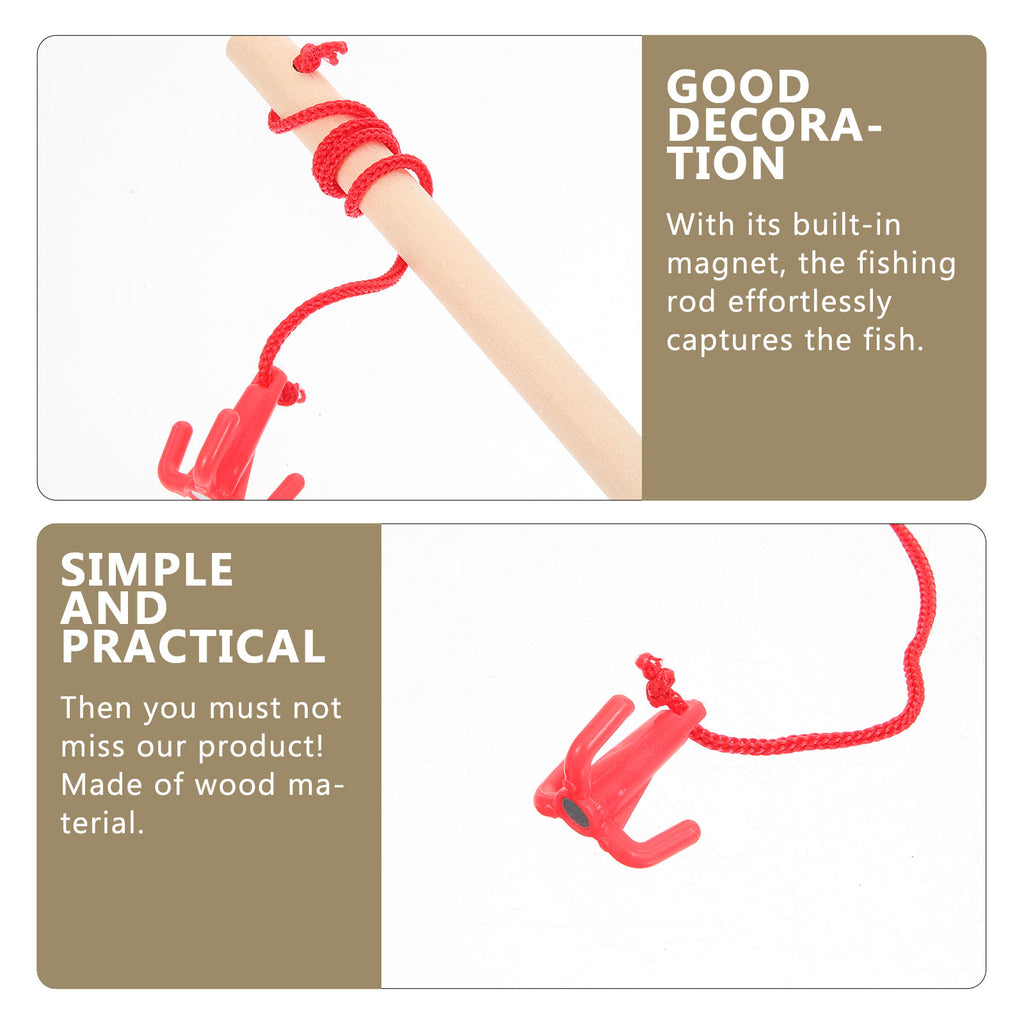 4pcs Wooden Magnetic Fishing Rod Toys L96328