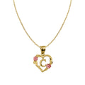 14K Two-Tone Gold Flower and Heart-shaped Initial 'C' Pendant with 18" Chain Necklace D784010