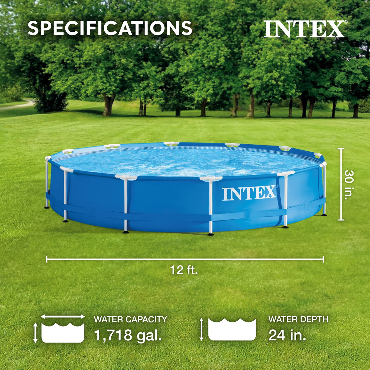12' x 30'' Metal Frame Above Ground Swimming Pool with Filter Pump P315