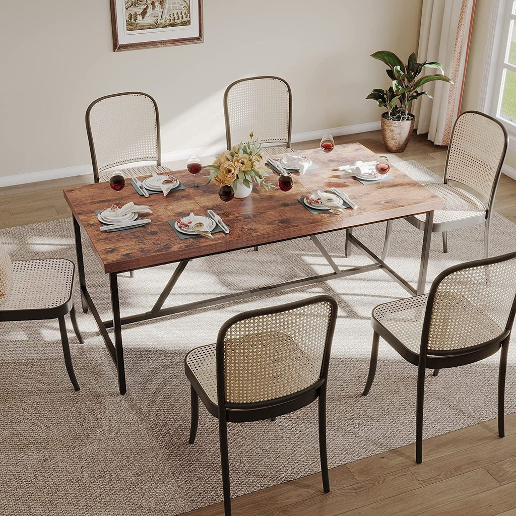 70 x 35 Inch Large Wood Dining Table with Metal Frame U7276