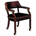Guest Arm Chair with Casters, Mahogany/Oxblood Vinyl H601