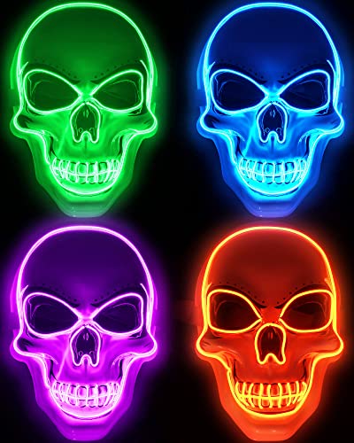 4 Pcs LED Light up Skull Mask K6723