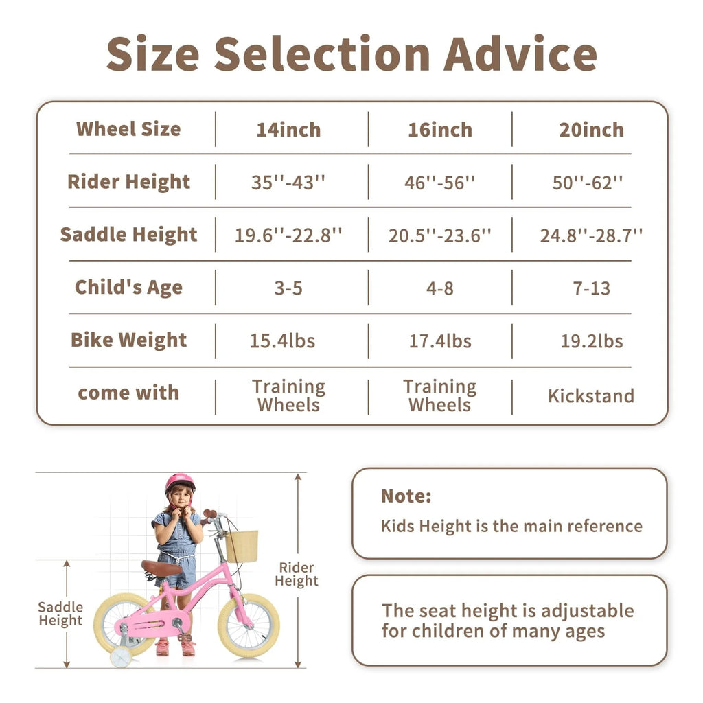16 Inch Kids Bike with Handbrake Basket Training Wheels Yellow V585535