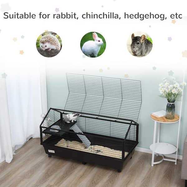 Rolling Metal Small Animal Hutch Cage with Main House and Run E7207