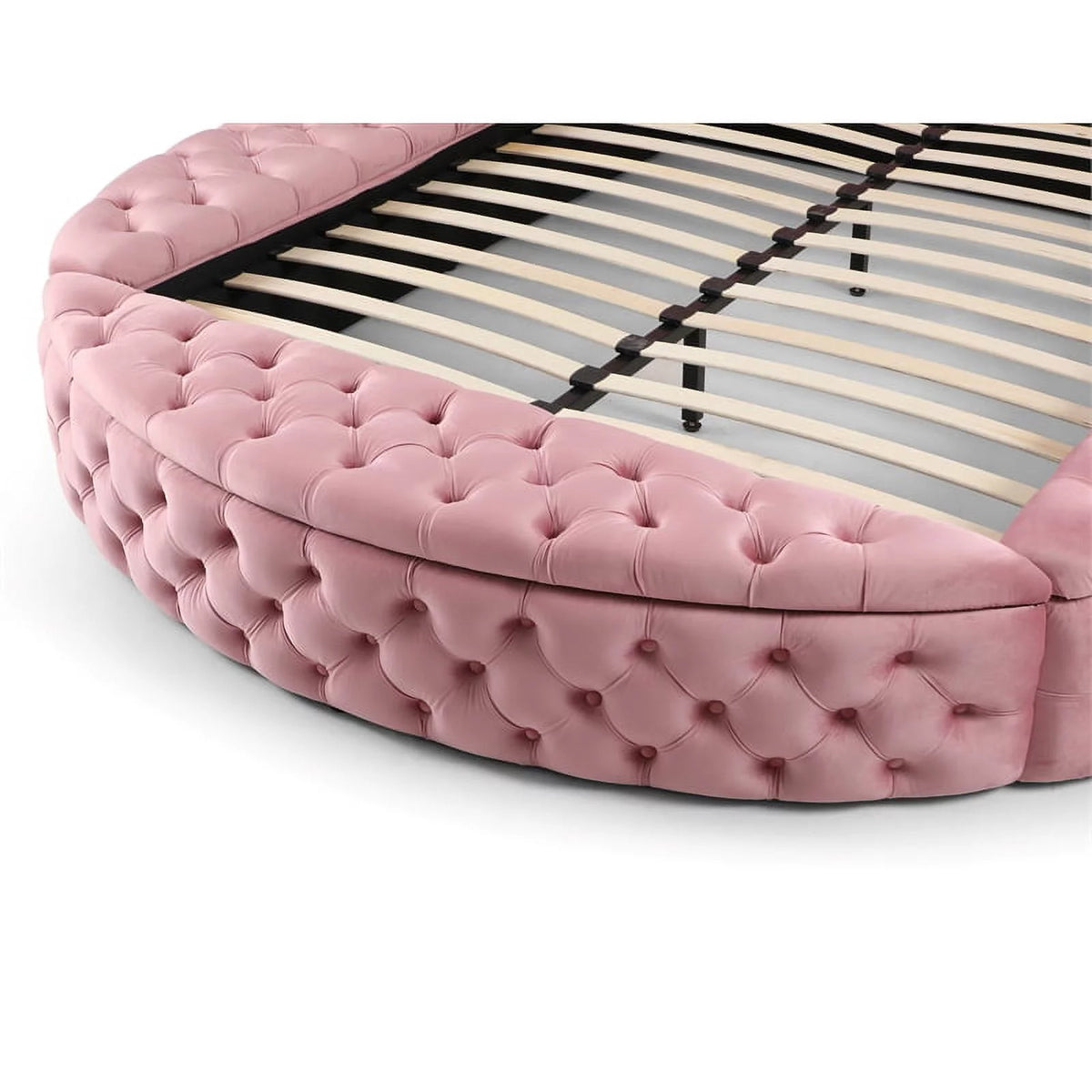 Pink Velvet Upholstered King Bed O977095