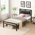 Black Metal Platform Twin Bed Frame with Headboard M359