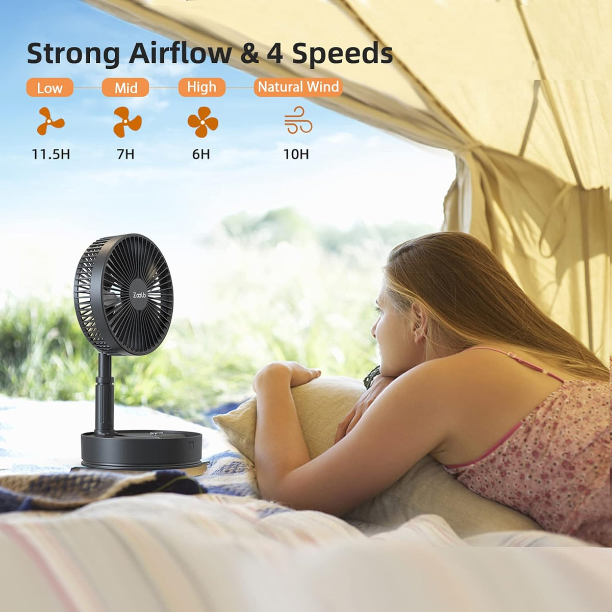 7200mAh Rechargeable Oscillating Portable Standing Fan U17593