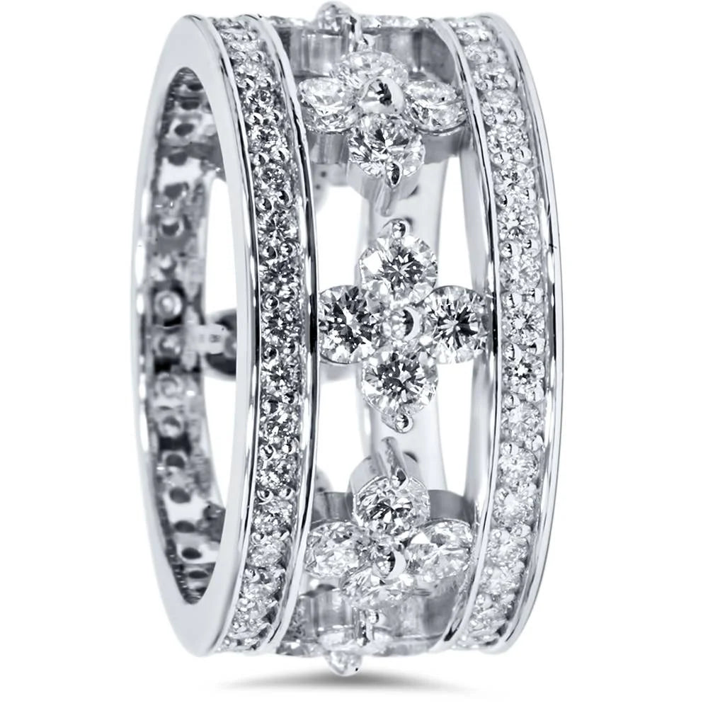 3ct Diamond Vintage Style Eternity Ring 14K White Gold M8971
