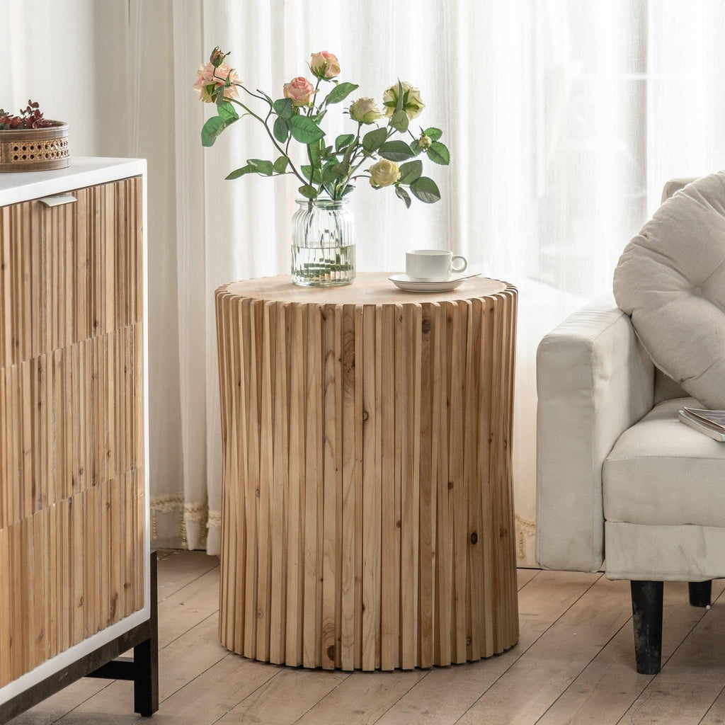 Cylindrical Coffee Table with Vertical Texture U135