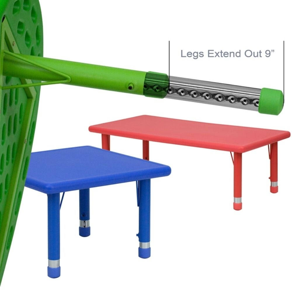 45'' Round Height Adjustable Blue Plastic Activity Table Y758