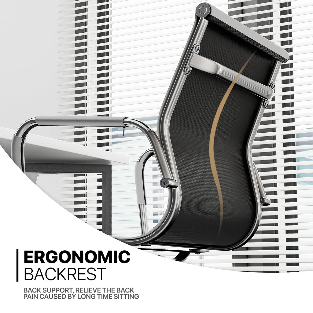 Set of 2 White Office Chairs with Sled Base T96547