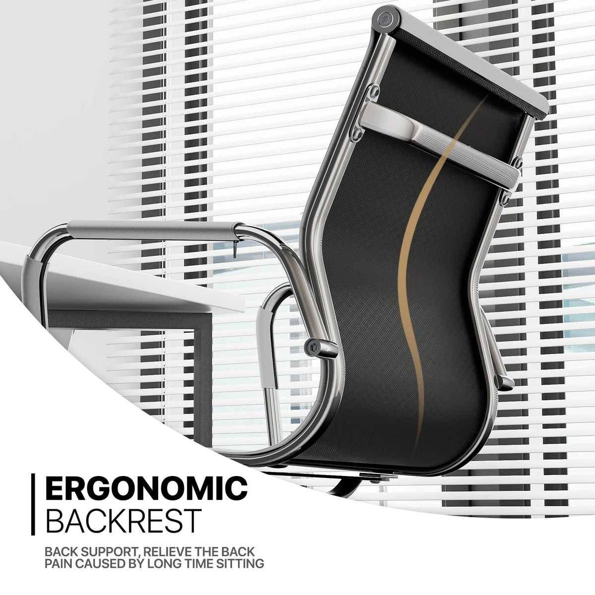 Set of 2 White Office Chairs with Sled Base T96547