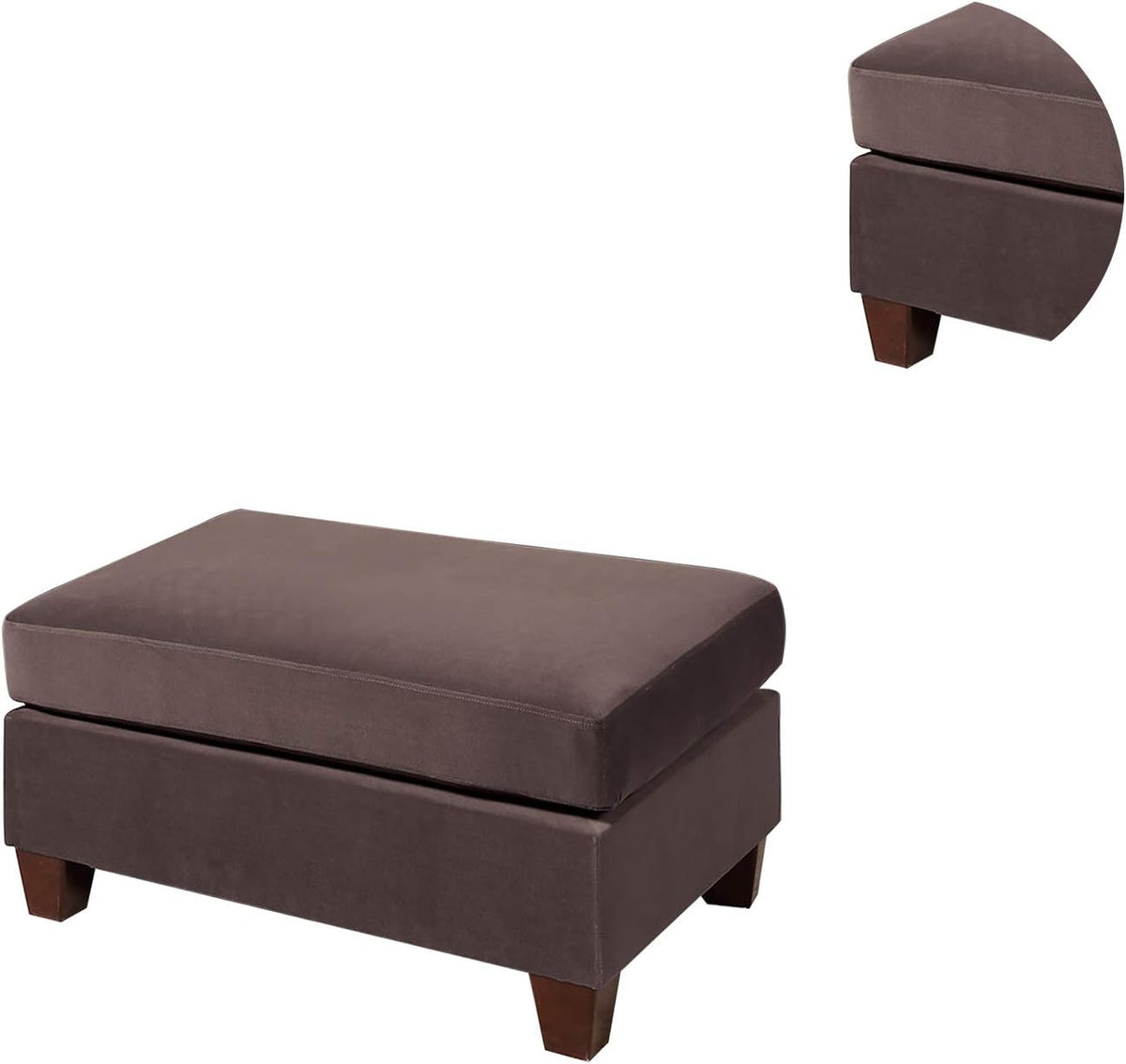 Dark Coffee Velvet Rectangle Cocktail Ottoman E640790