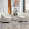 Cream Boucle Swivel Barrel Chair with Round Ottoman Set X614467