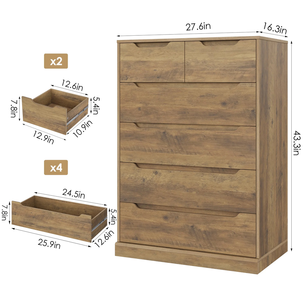 White 6 Drawer Wood Dresser S5965