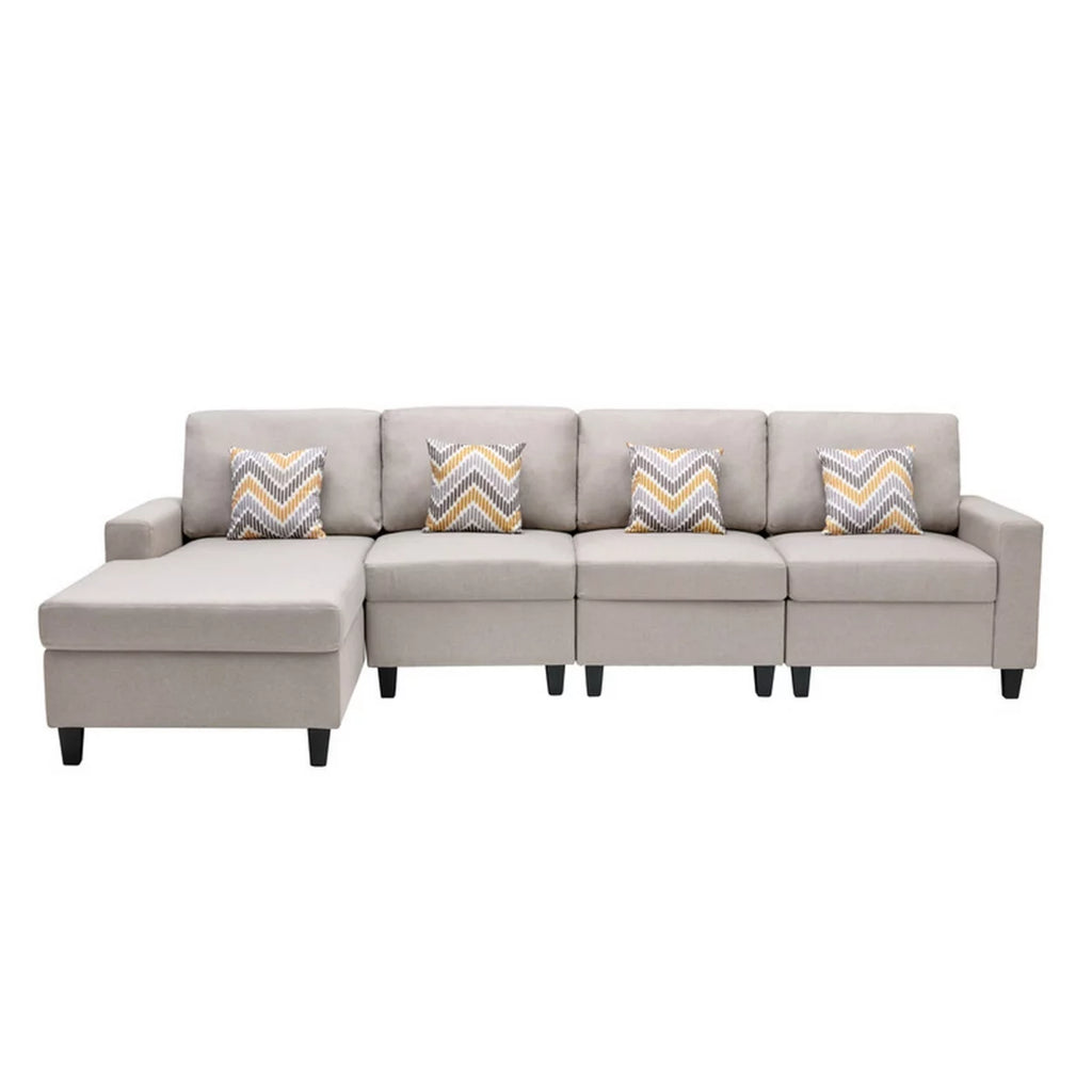 4pc Reversible Sectional Chaise Sofa with Pillows B259124