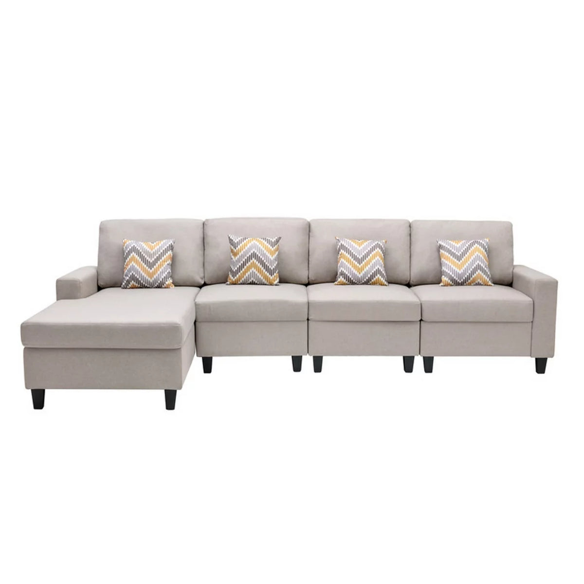 4pc Reversible Sectional Chaise Sofa with Pillows B259124