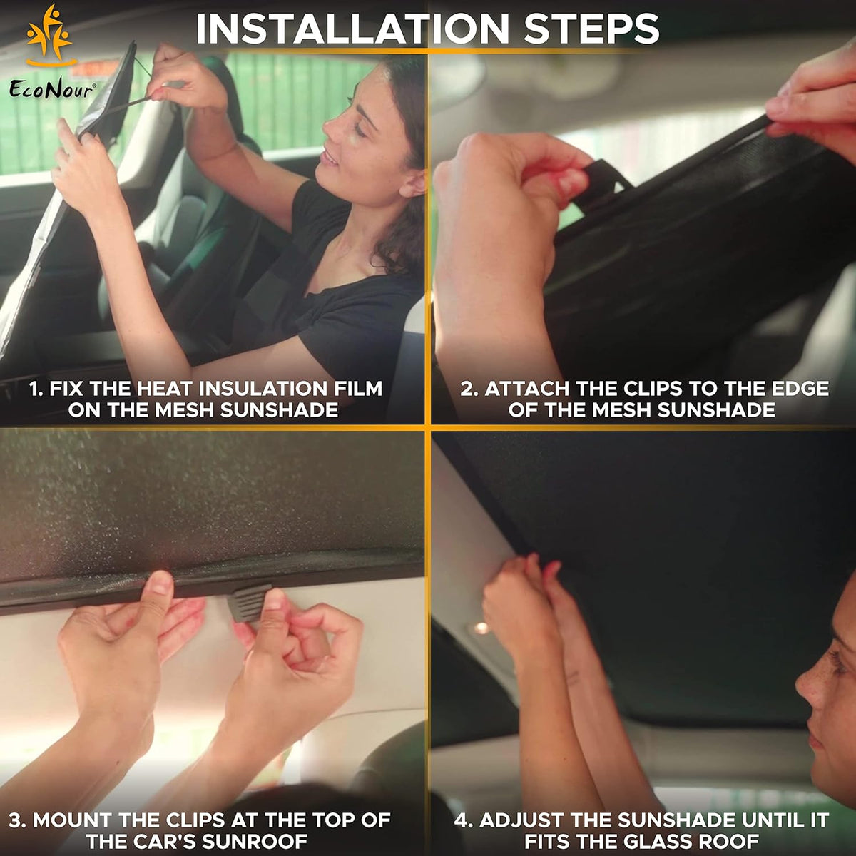 Foldable Sunroof Shade Cover with Heat Insulation Film, Pack of 2 R52846