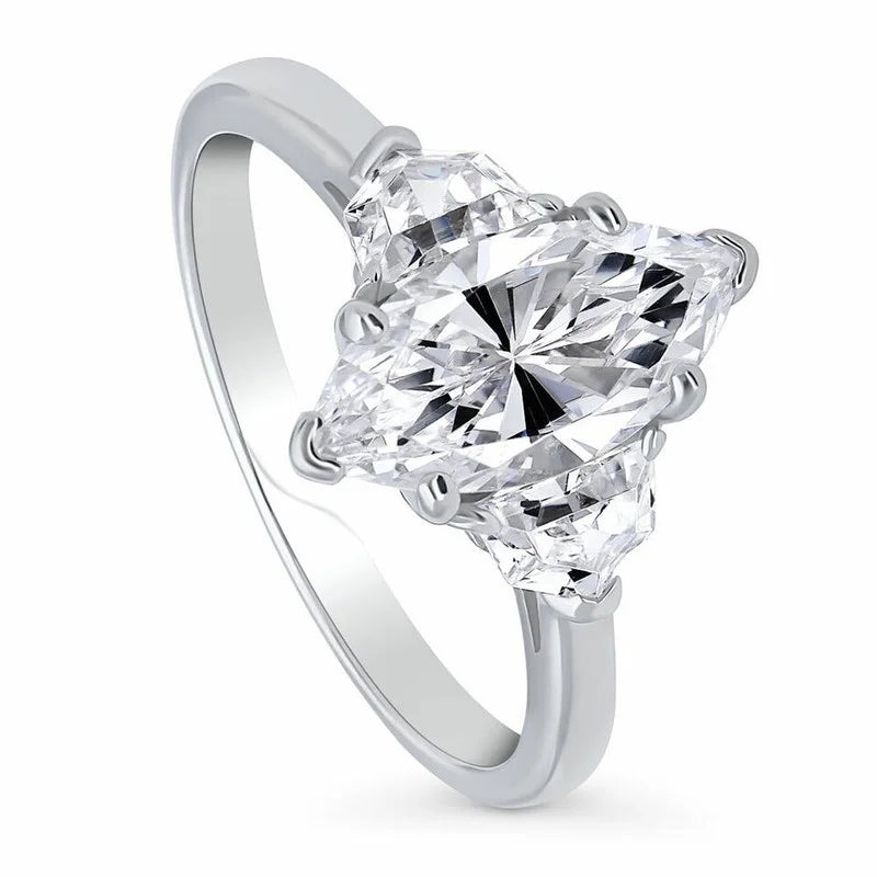 14K White Gold Moissanite Diamond Engagement Ring H118