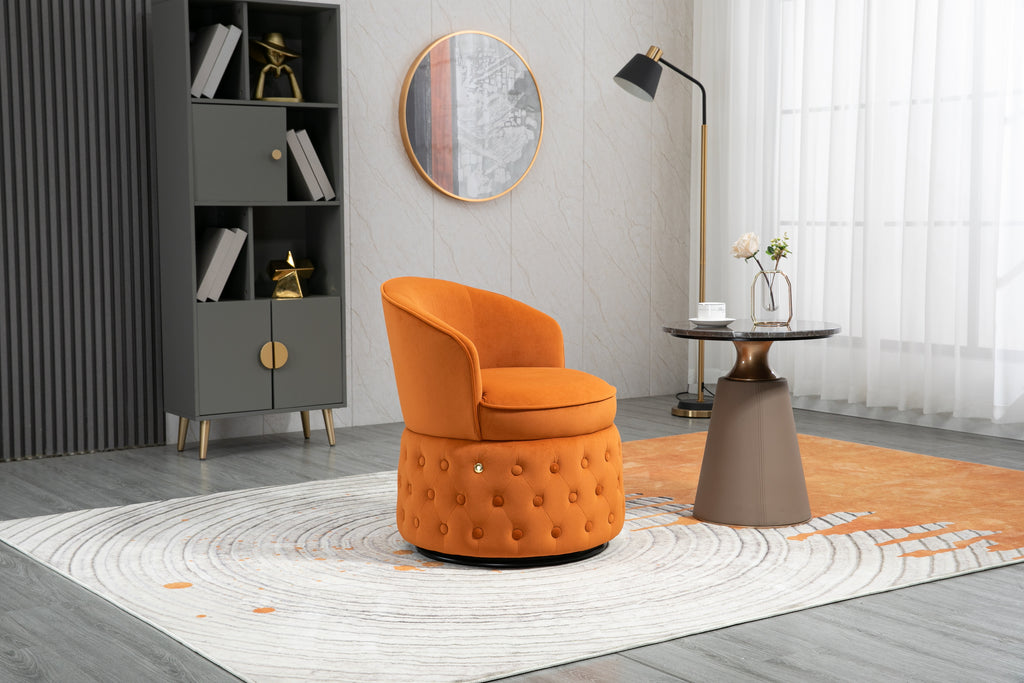 Swivel Cuddle Barrel Accent Sofa Chairs with Wide Upholstered Fluffy Velvet Fabric Chair Q35145