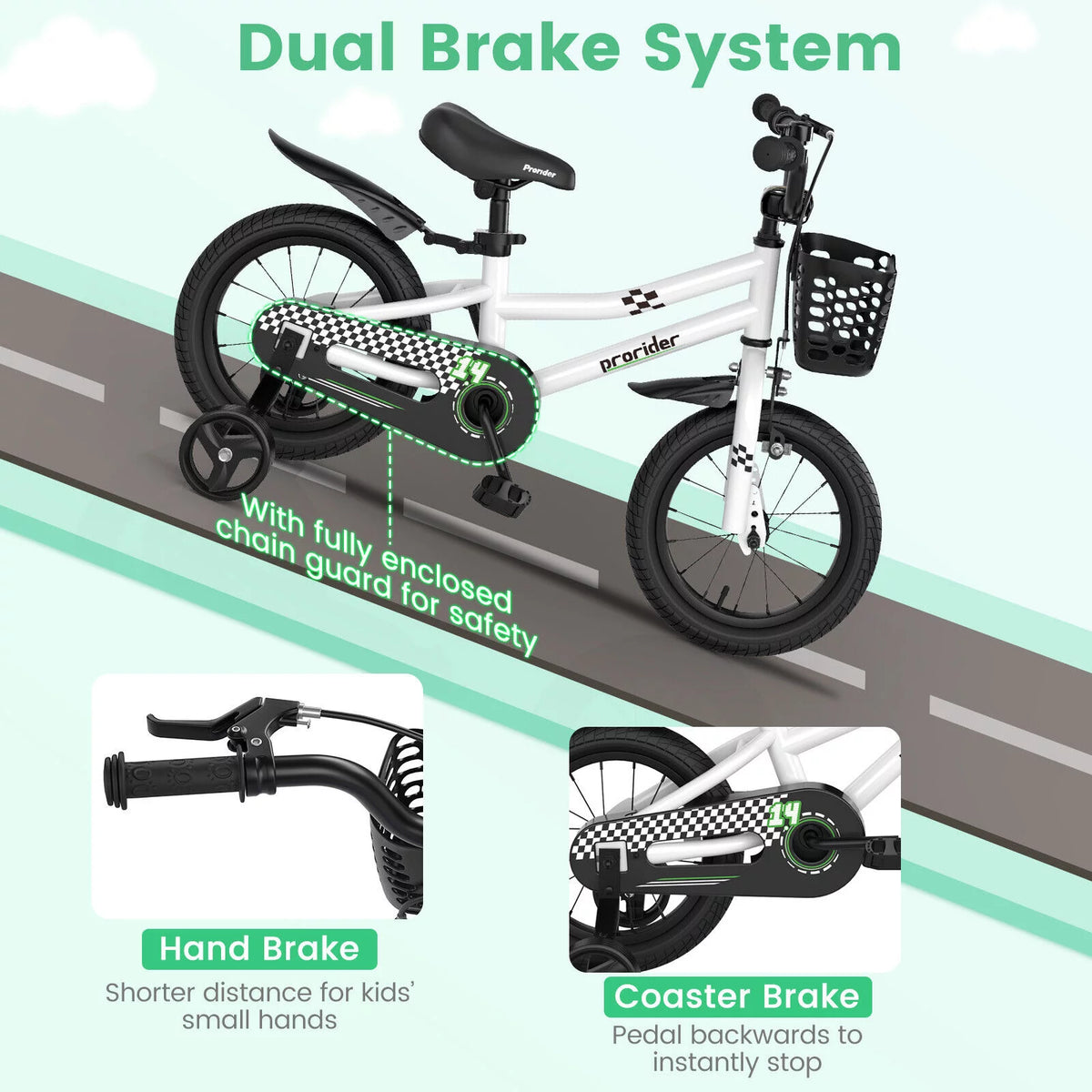 14 Inch Kids Bike with Training Wheels and Basket C31450