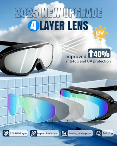 2 Pack Anti Fog UV Wide View Swim Goggles Y8407