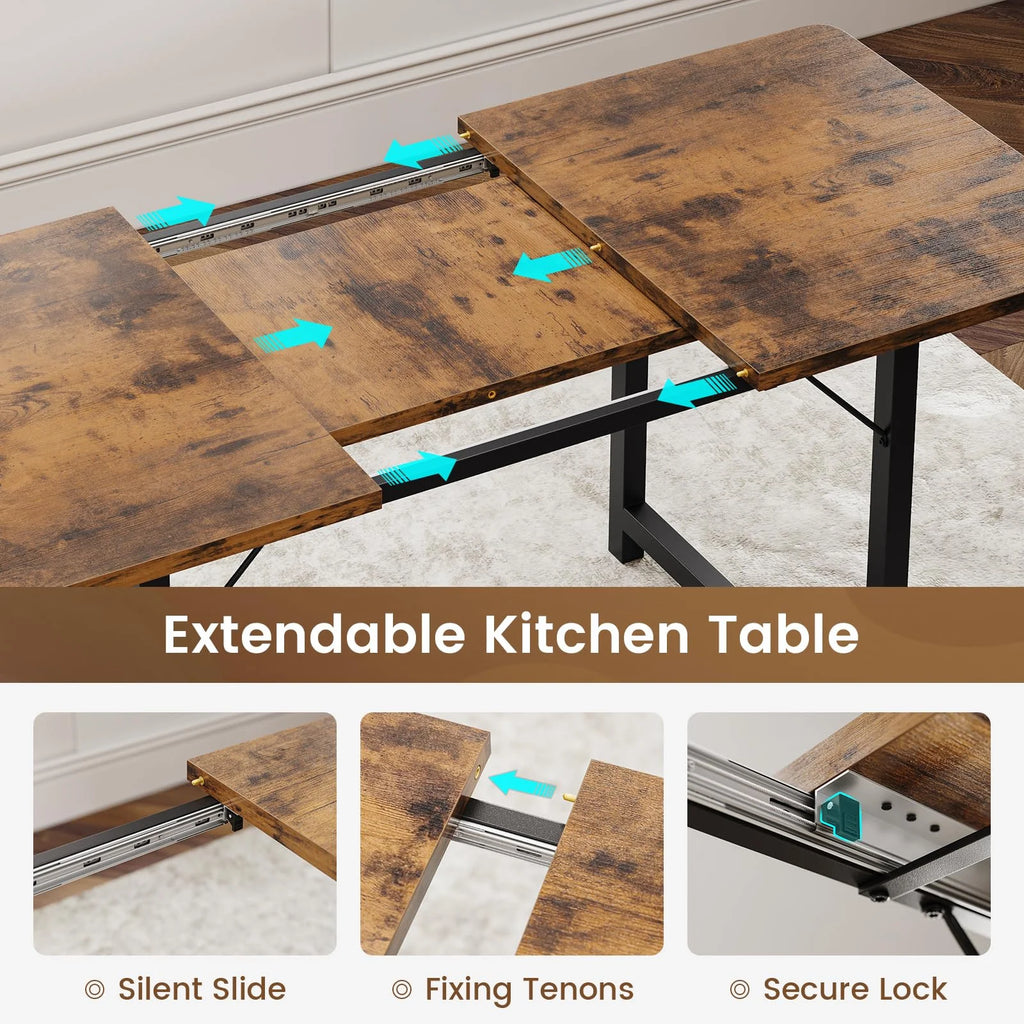 63" Extendable Dining Table Set with Stools I74885