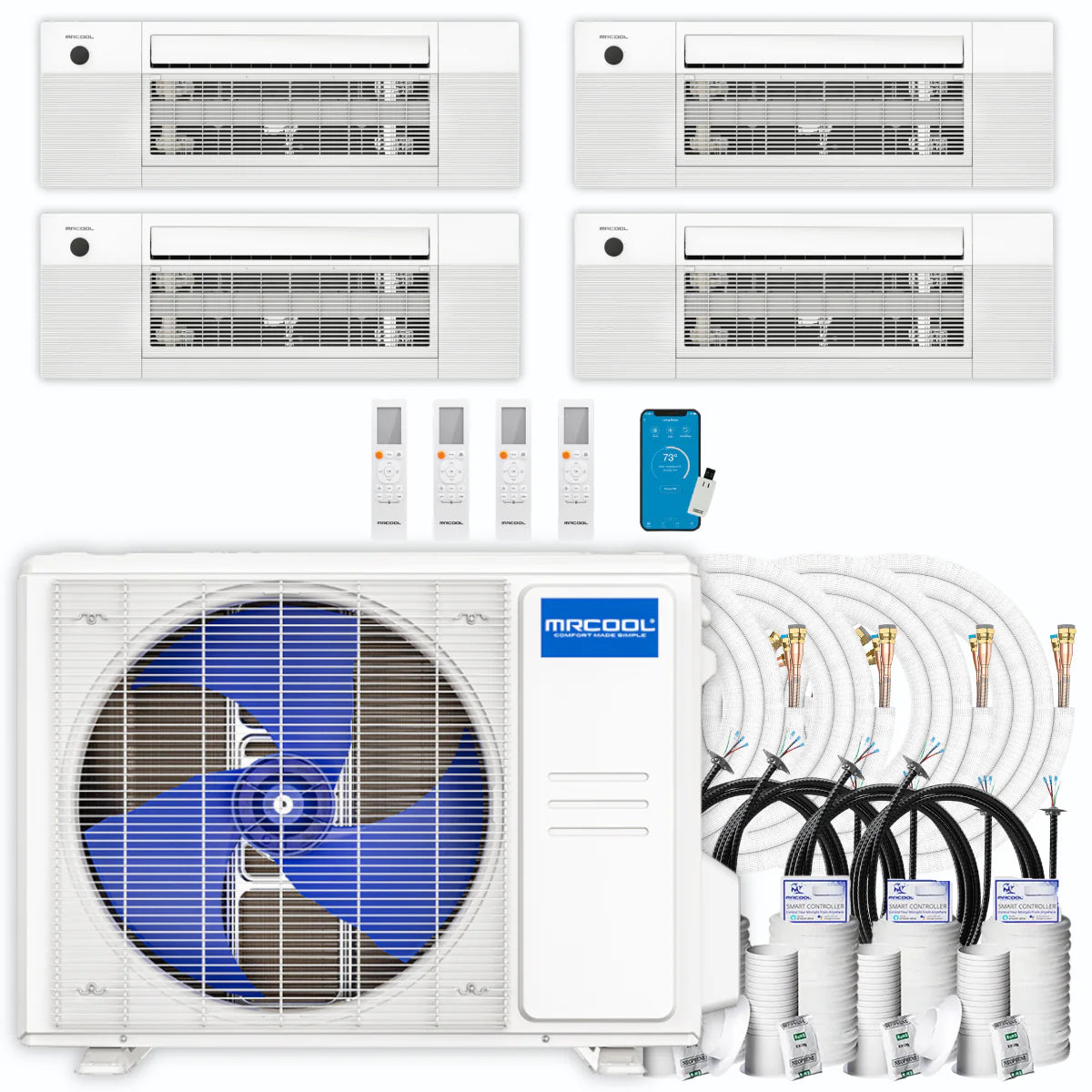 39,000 BTU 4 Zone Ceiling Cassette Ductless Air Conditioner and Heat Pump I247
