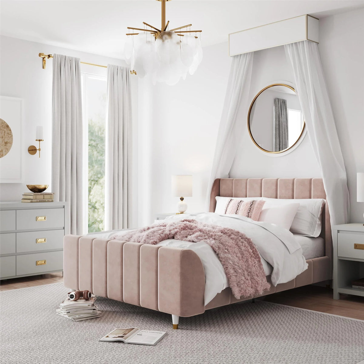 Gray Velvet Full Upholstered Bed F112