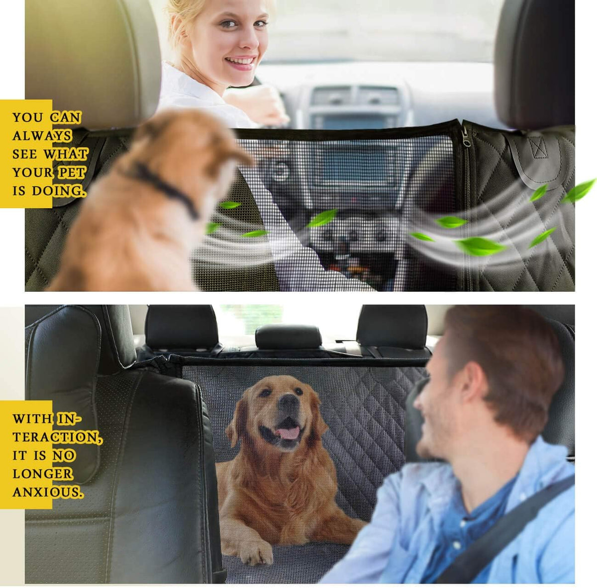 X-Large Pack of 2 Waterproof Dog Car Seat Cover with Mesh Window W9613