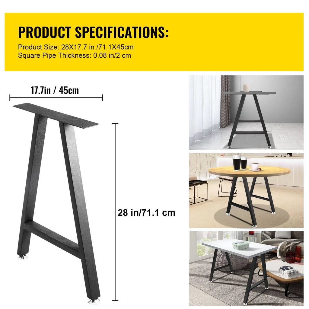 28 x 17.7 inch Black Metal Table Legs Set of 2 F856125
