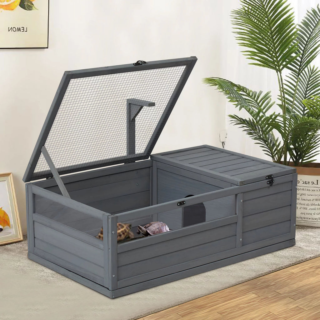 Large Wooden Tortoise House Enclosure with Support Frame U472090