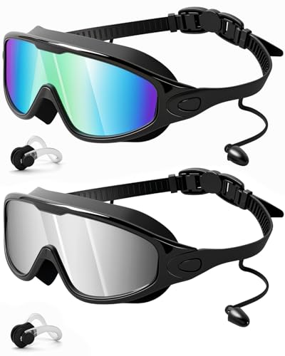 2 Pack Anti Fog UV Wide View Swim Goggles Y8407
