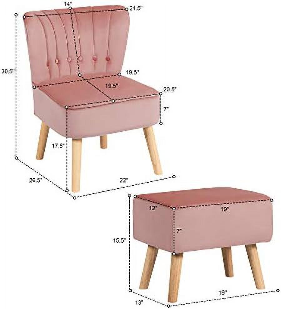 Velvet Accent Chair Ottoman Set M244