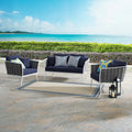 White Navy 3 Piece Aluminum Outdoor Sectional Sofa Set Y708