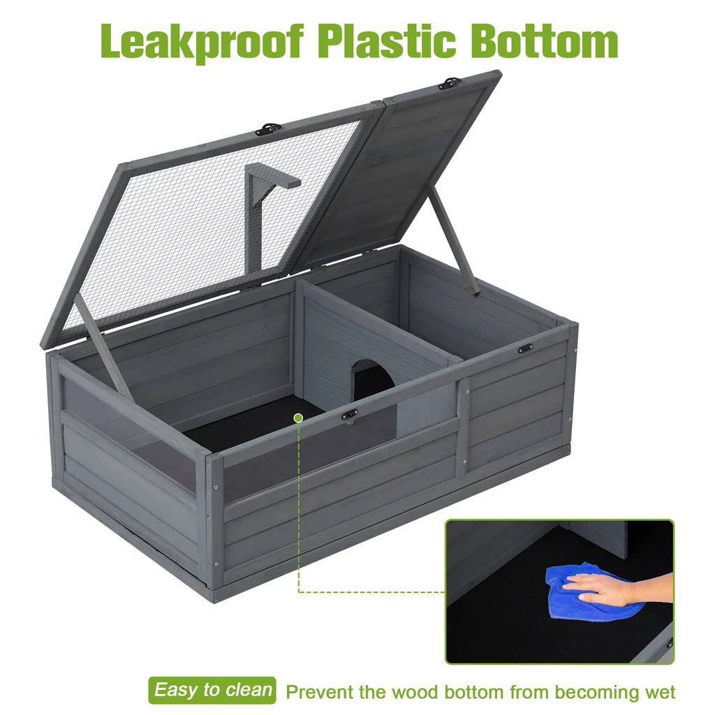 Large Wooden Tortoise House Enclosure with Support Frame U472090