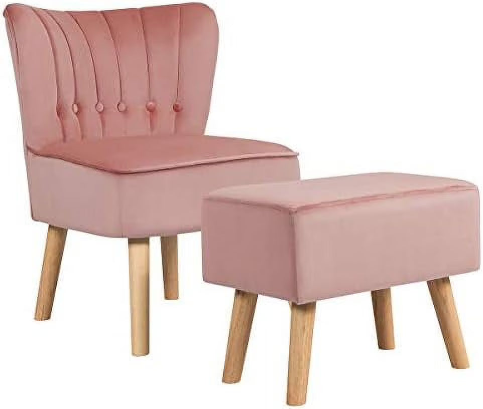 Velvet Accent Chair Ottoman Set M244